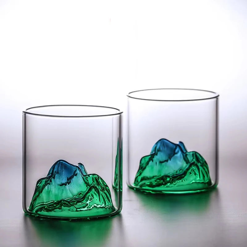 Green Fuji Mountain Vintage Tequila Glasses Creative Crystal Cup