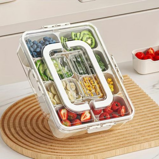 Snack Organizer Box – 8 Compartments, Acrylic with Lid - Unikaart