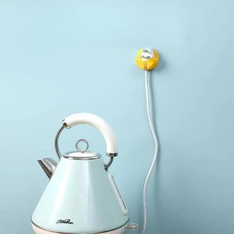 Pack of 3 – Round Smiley Wall Plug & Cord Holders – Nail-Free Hooks