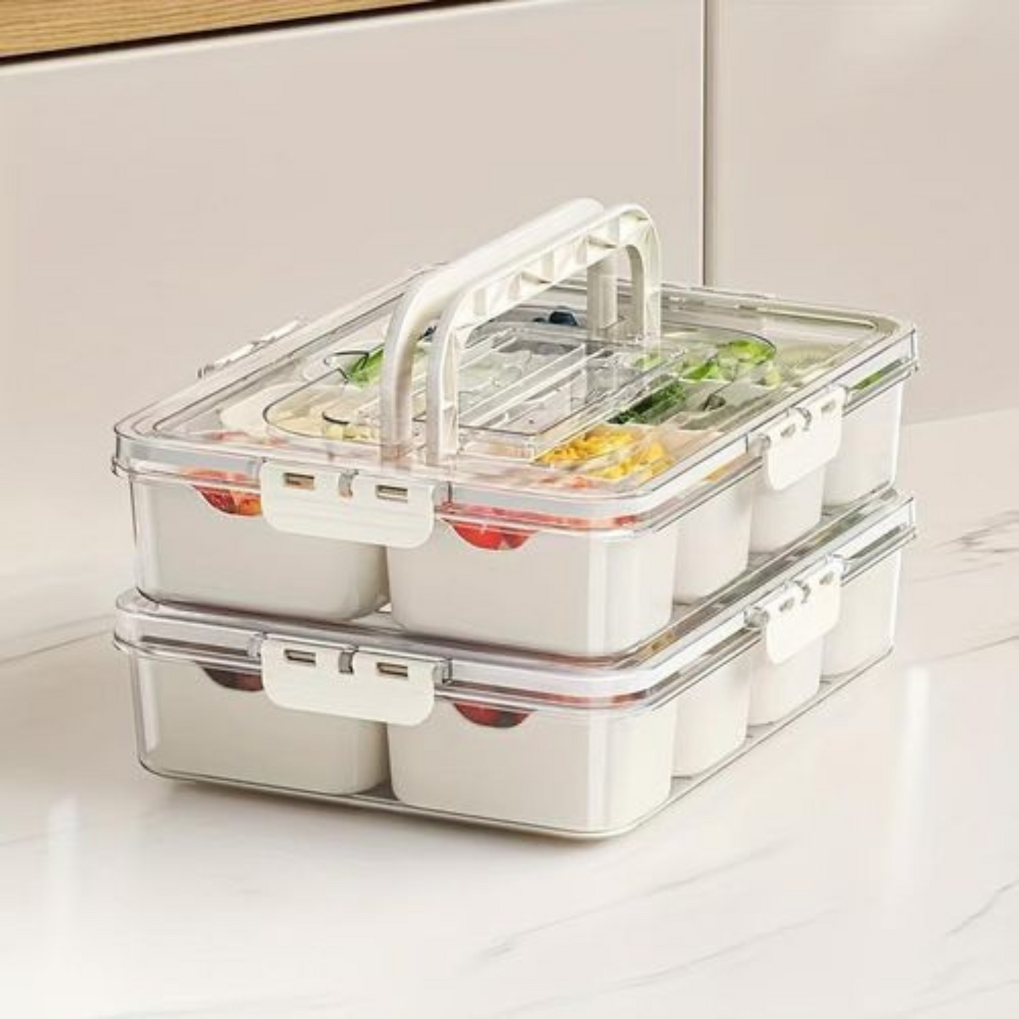 Snack Organizer Box – 8 Compartments, Acrylic with Lid - Unikaart