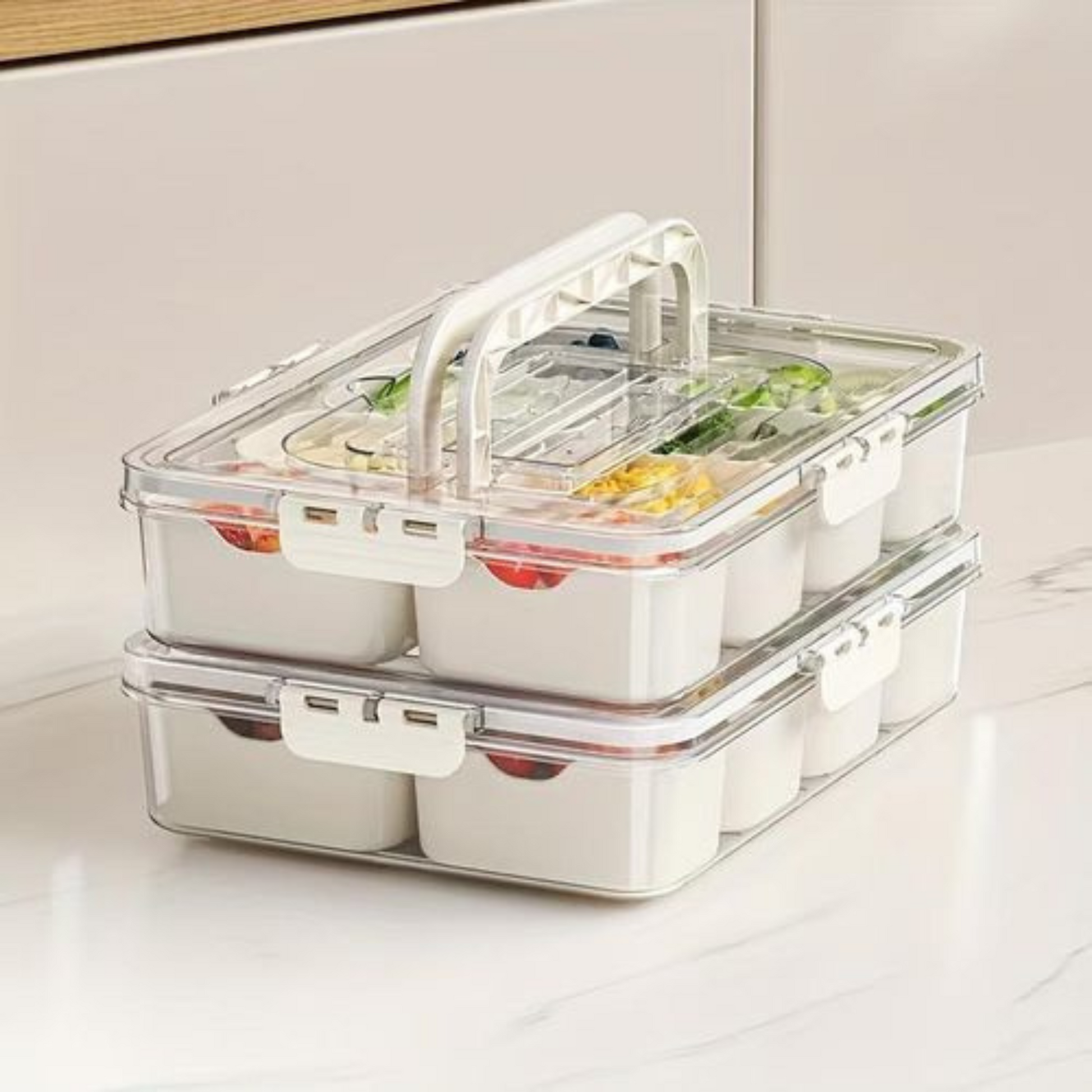 Snack Organizer Box – 8 Compartments, Acrylic with Lid - Unikaart
