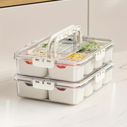 Snack Organizer Box – 8 Compartments, Acrylic with Lid - Unikaart