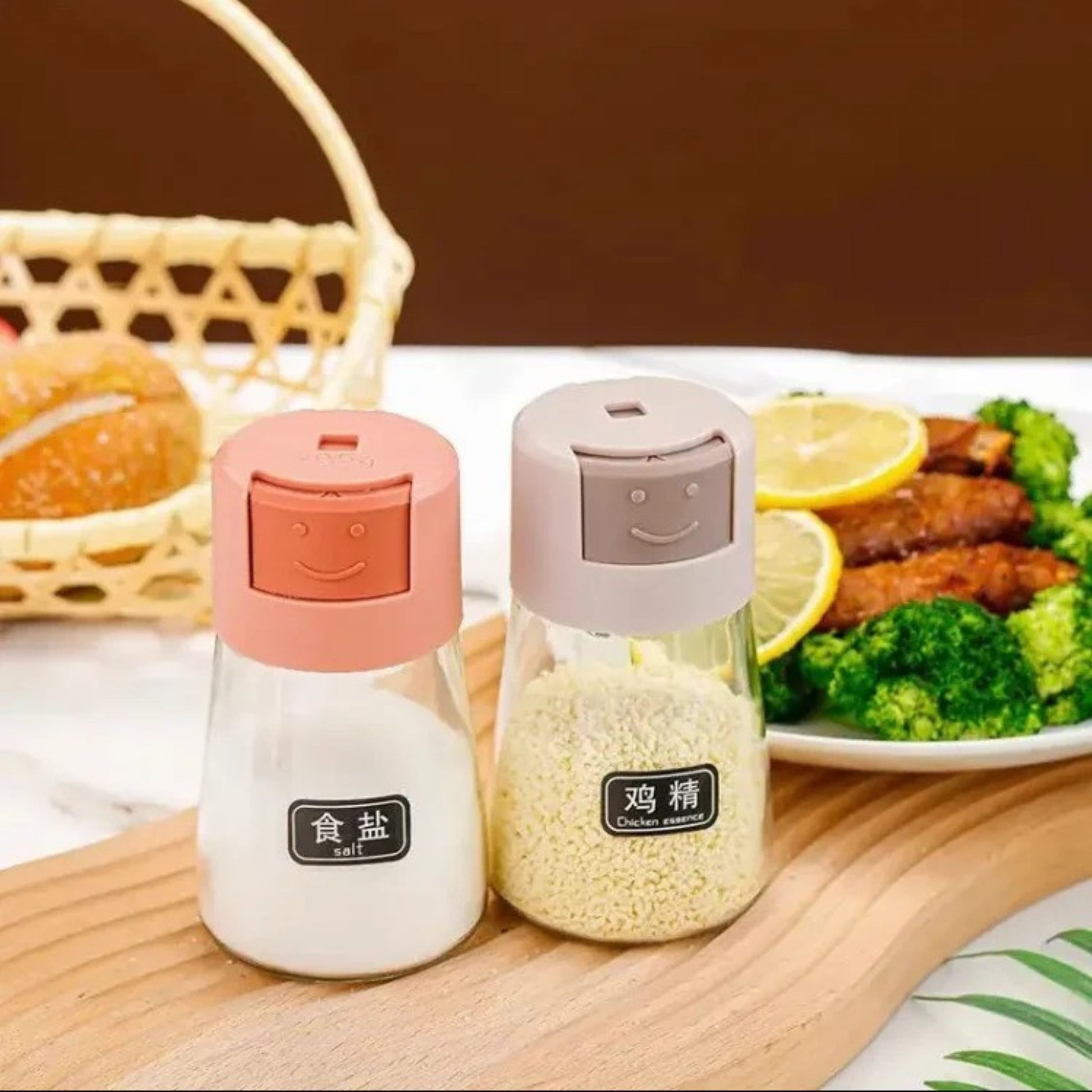 2 Press-Type Oil Spray Bottle with 3 Spices Jar - Unikaart
