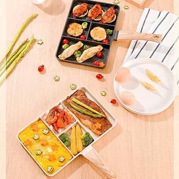 Multi-Section Frying Pan - Wooden Handle