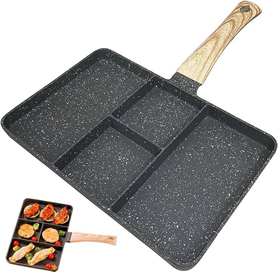 Multi-Section Frying Pan - Wooden Handle