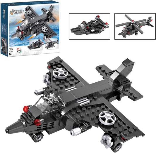 3-in-1 Fighter Jet Building Sets – Military War Plane Building Kit