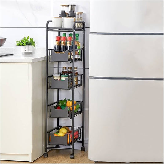 Durable floor-standing kitchen rack with removable, spacious multi-layer storage