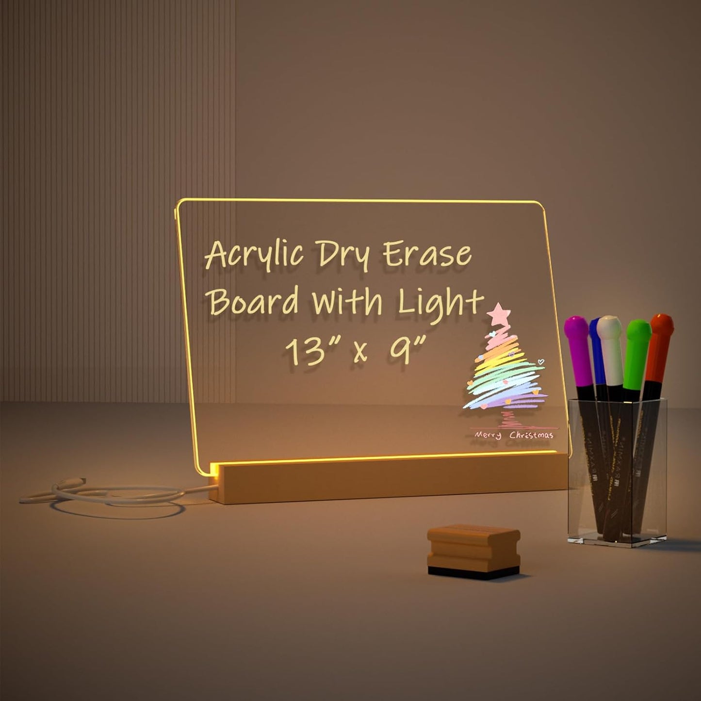 Acrylic Erase Board - Clear LED  Light Up Message Board