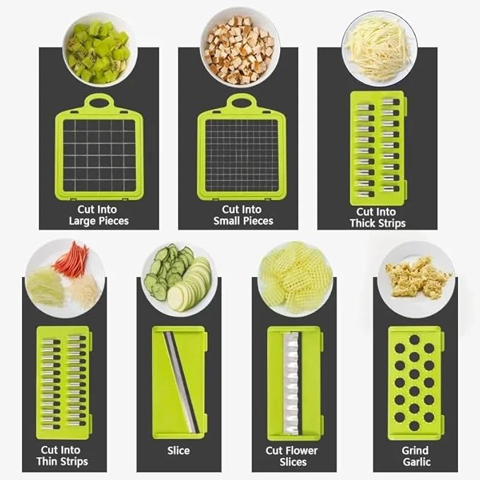16-in-1 Multifunction Vegetable Chopper & Slicer with Handle
