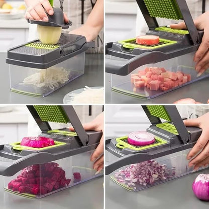 16-in-1 Multifunction Vegetable Chopper & Slicer with Handle