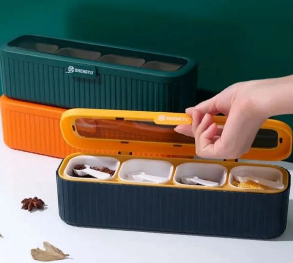4 Compartment Spice Container  Set Household Storage Box