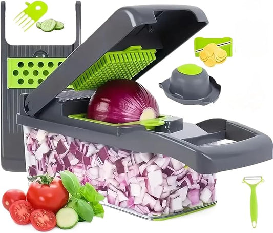 16-in-1 Multifunction Vegetable Chopper & Slicer with Handle