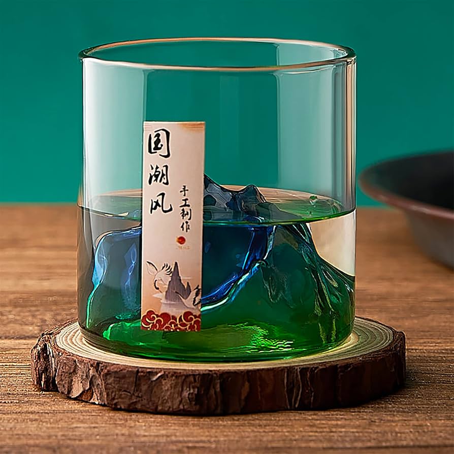 Green Fuji Mountain Vintage Tequila  Glasses Creative Crystal Cup