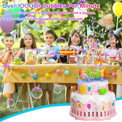 Birthday Cake Bubble Blower – Automatic Bubble Machine for Kids