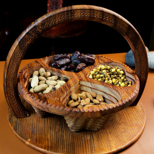 Handcrafted Wooden Foldable Dry Fruit Basket