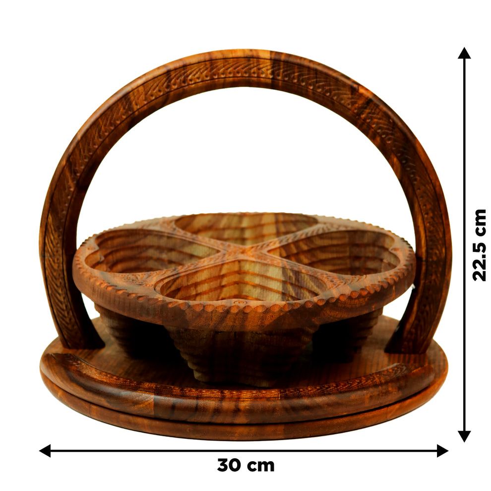 Handcrafted Wooden Foldable Dry Fruit Basket