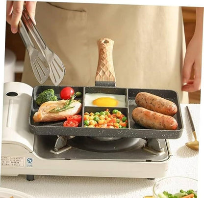 Multi-Section Frying Pan - Wooden Handle