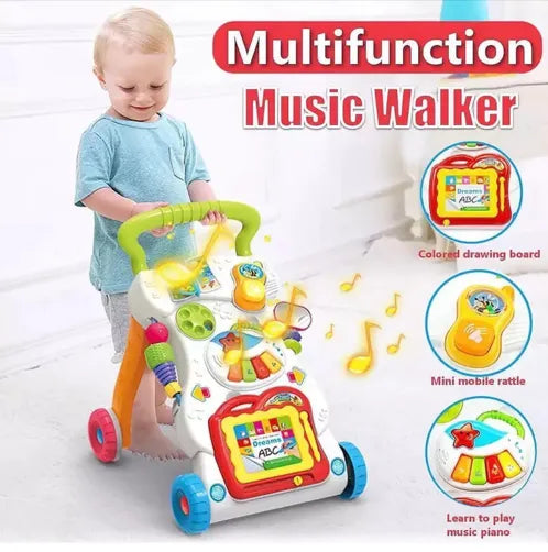 4 in 1 Baby Walker Toddler Trolley To Stand ABS  Musical Walker With Adjustable Height