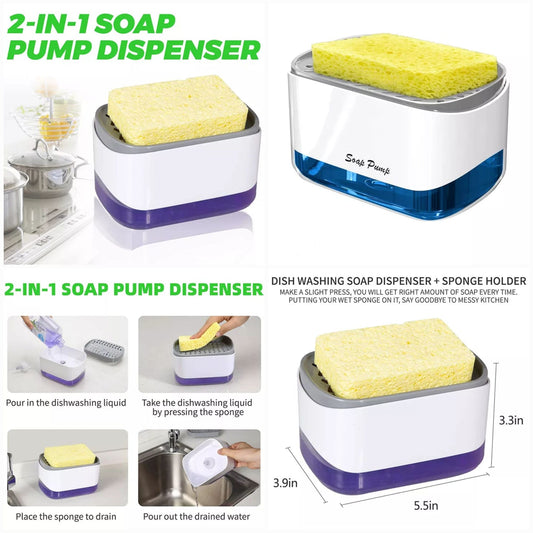 2-in-1 Kitchen Soap Dispenser with Sponge Holder