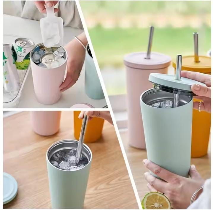Stainless Steel Coffee Tumbler with Straw & Lid (700 ml) - Unikaart