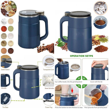 Electric Coffee & Spice Grinder, Household Small Powder Grinding  Machine with Stainless Steel Blade, Coffee Bean/Dry Herb