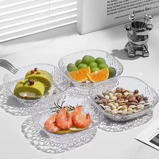 8pcs Square Snack Plates with Glacier Pattern