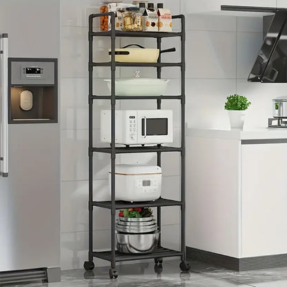 Durable floor-standing kitchen rack with removable, spacious multi-layer storage