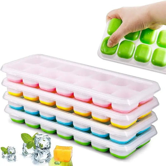 14-Cube Silicone Popit Ice Tray with Transparent Lid