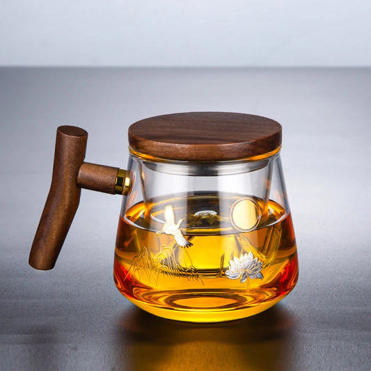 Glass Kawa Cup - Heat Resistant Wooden Lid