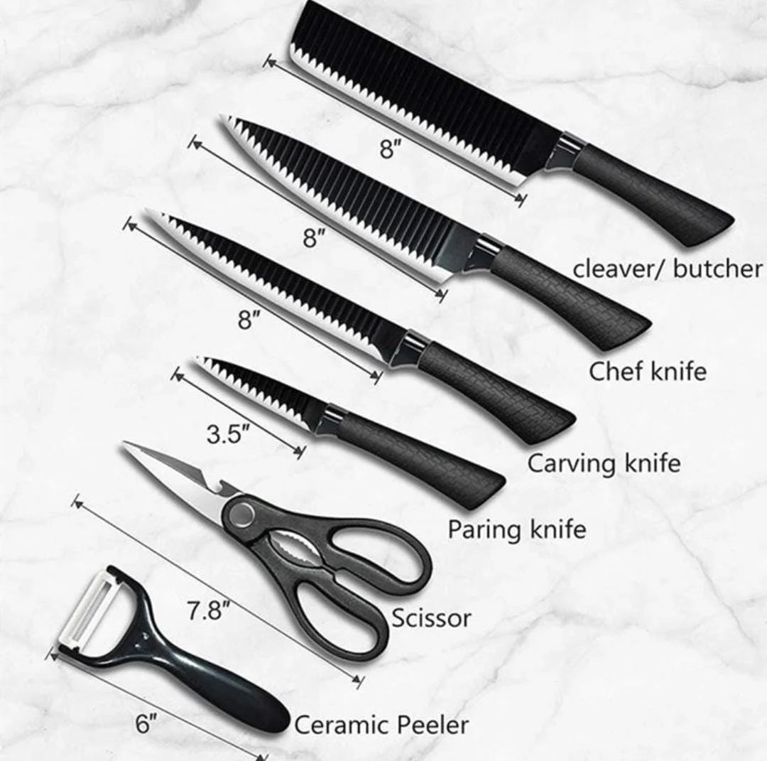 6-Piece Stainless Steel Knife Set with Non-Stick Coating