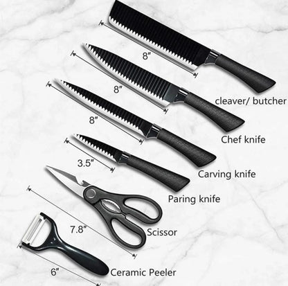 6-Piece Stainless Steel Knife Set with Non-Stick Coating